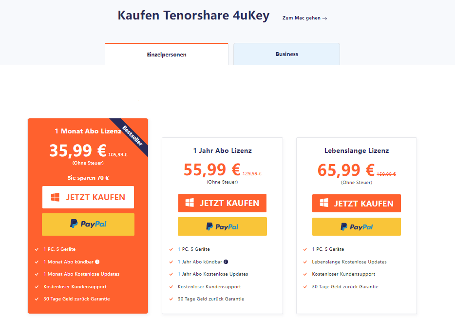 tenorshare 4ukey price
