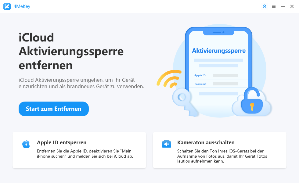 unlcok iCloud - 4MeKey interface