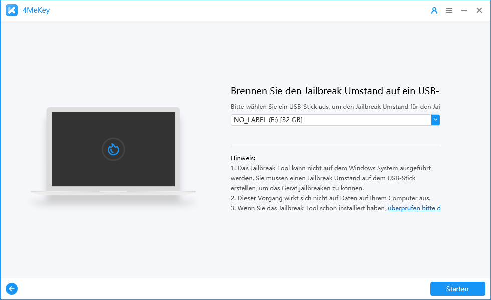 start to burn jailbreak tool- 4MeKey