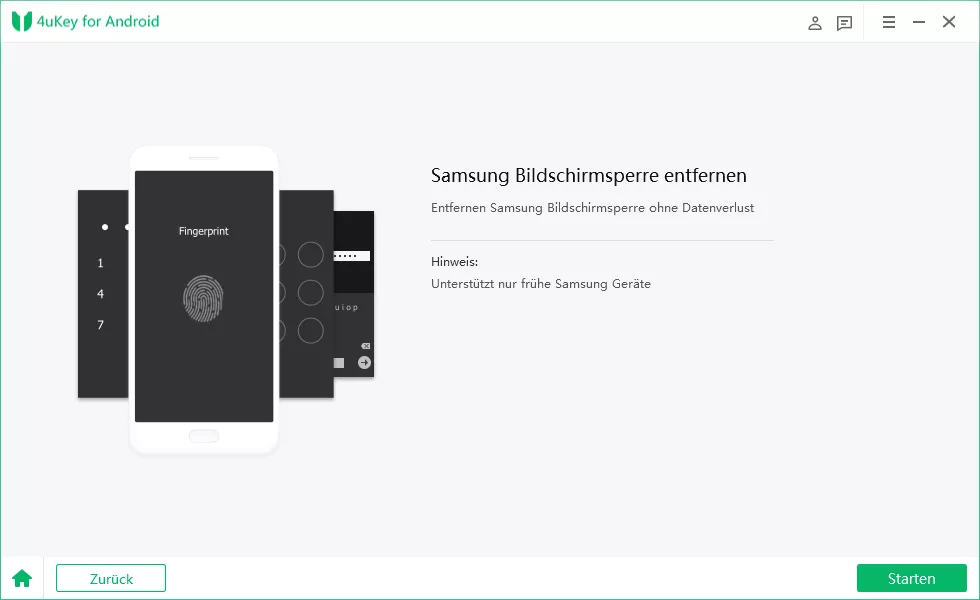 step 2 on 4ukey for android to unlock mi phone pattern lock - start to unlock