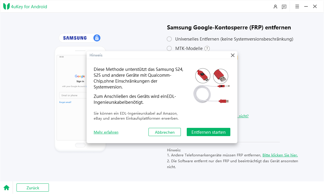 start frp removal with edl cable
