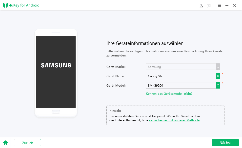 select samsung device information