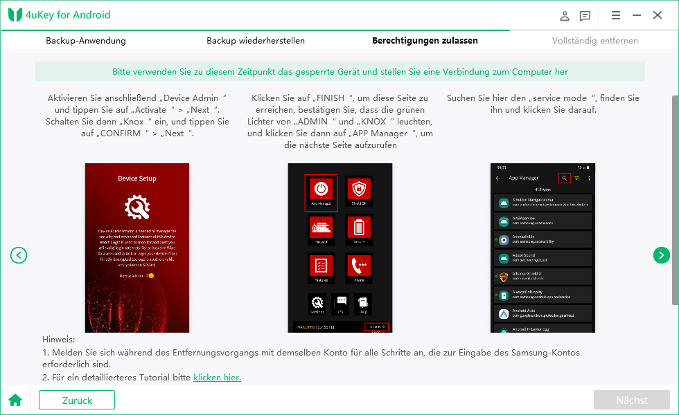 turn on device admin and knox alliance shield 4ukey for android