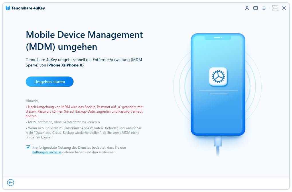 start to bypass mdm button on 4ukey