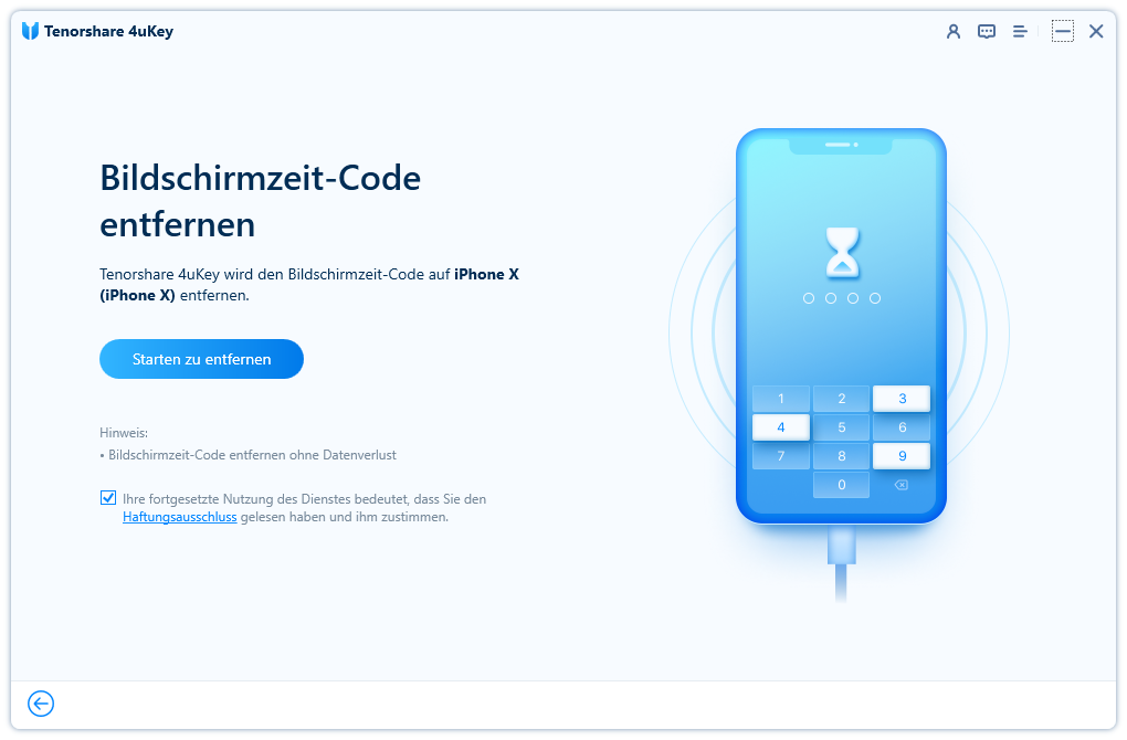 Starten Sie das Entfernen des Bildschirmzeit-Codes