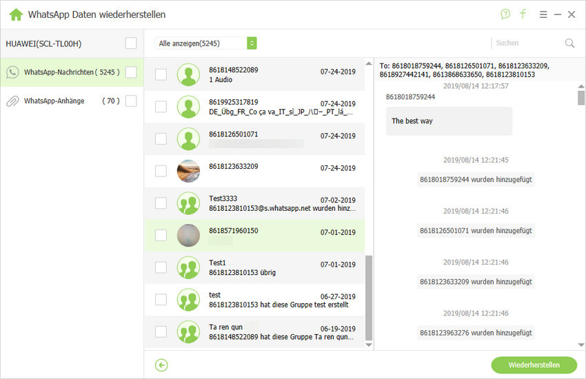 preview whatsapp data