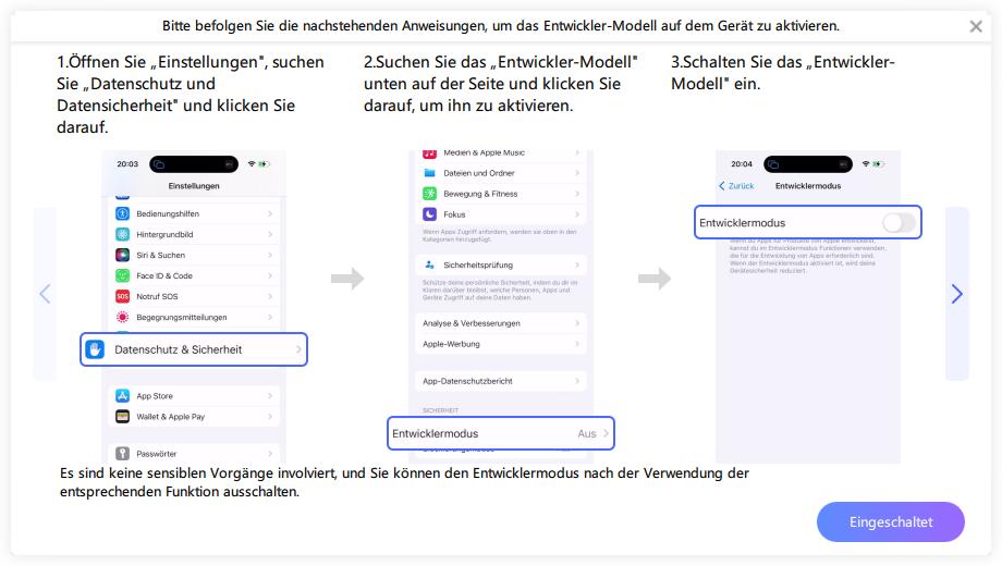 iphone entwicklermodus aktivieren