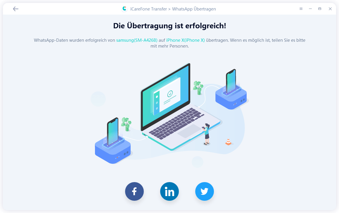 whatsapp-übertragungssoftware von android auf iphone - icarefone transfer