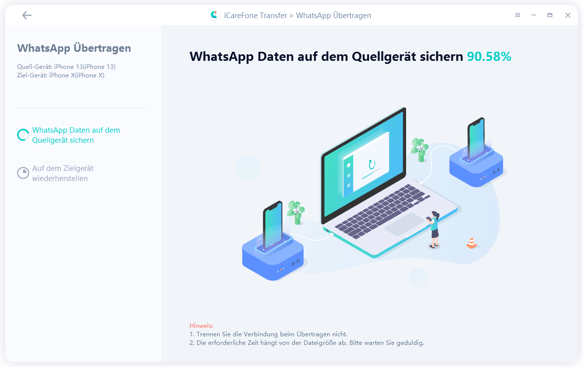 icarefone transfer guide - back up whatsapp interface