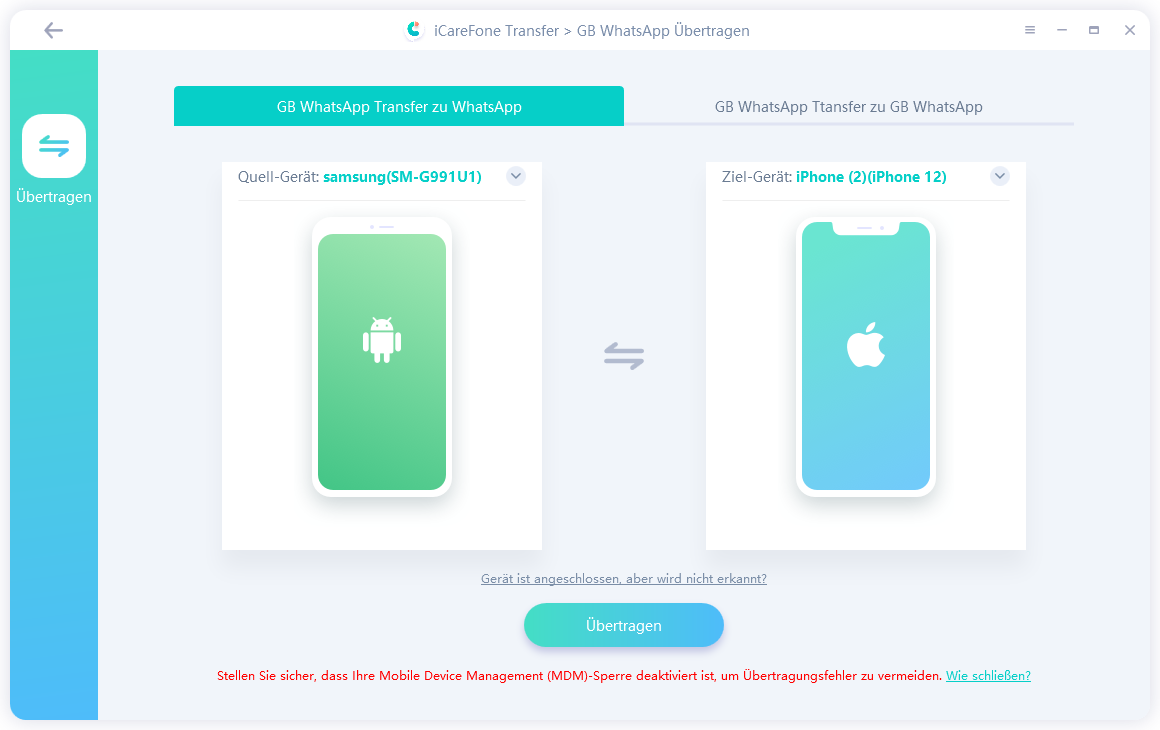 whatsapp android auf iphone übertragen - icarefone transfer