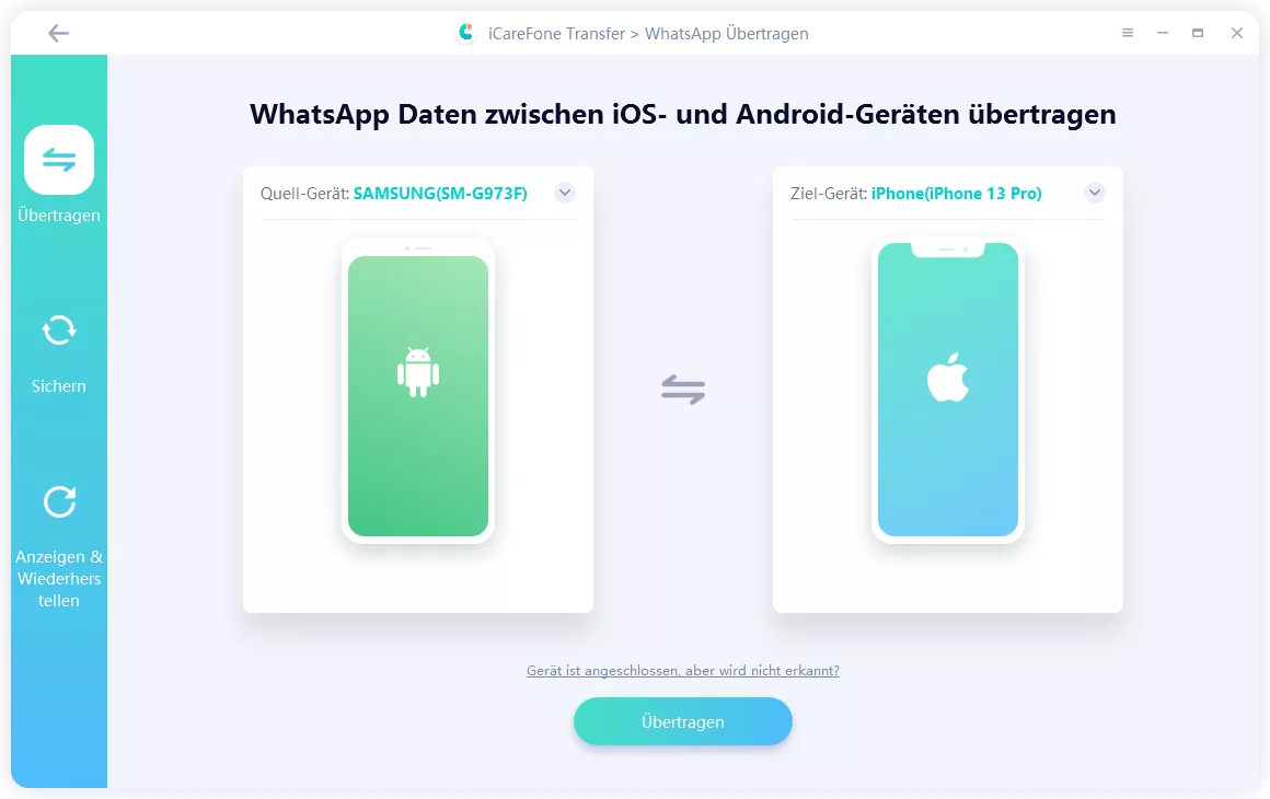 icarefone transfer guide - connect device