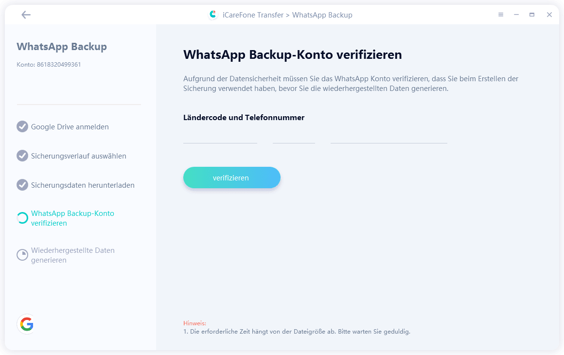 icarefone transfer guide - back up whatsapp interface