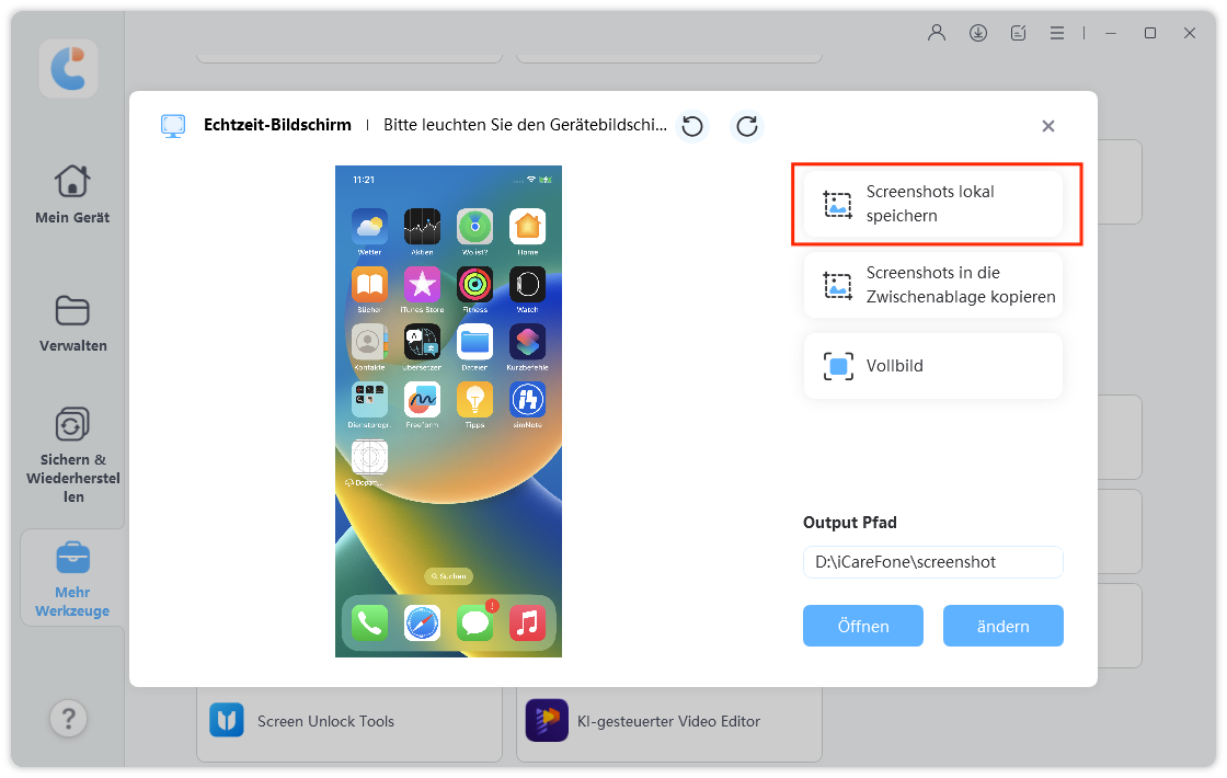 save screenshots to local