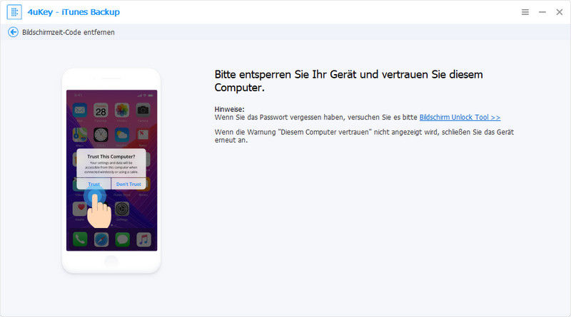 Bildschirmzeit-Code entfernen