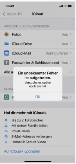 ein unbekannter fehler ist aufgetreten