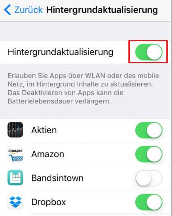 hintergrundaktualisierung deaktivieren