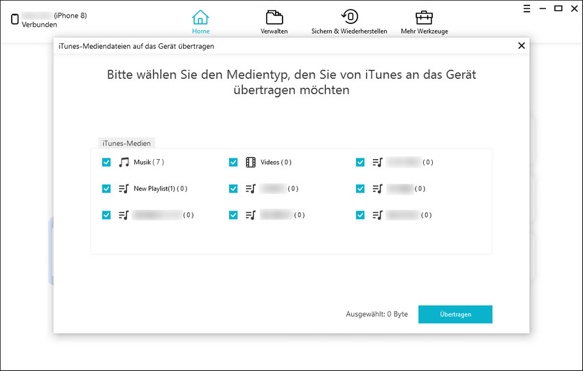 Medien auf das Gerät übertragen