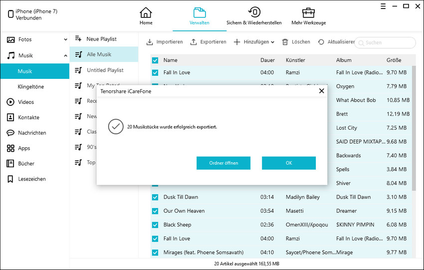 Musik auf iTunes erfolgreich exportieren