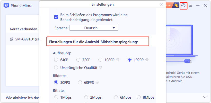screen settings