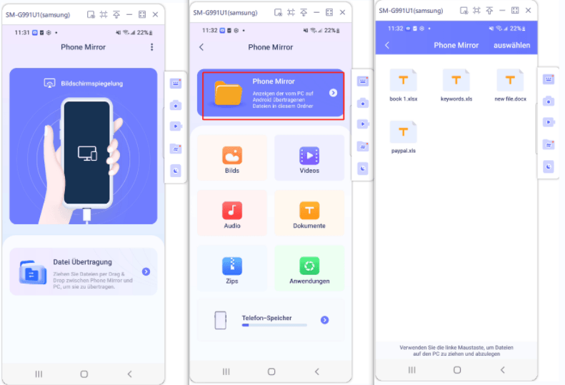 see files transferred from pc to android