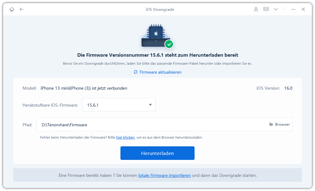 download the matching firmware to downgrade