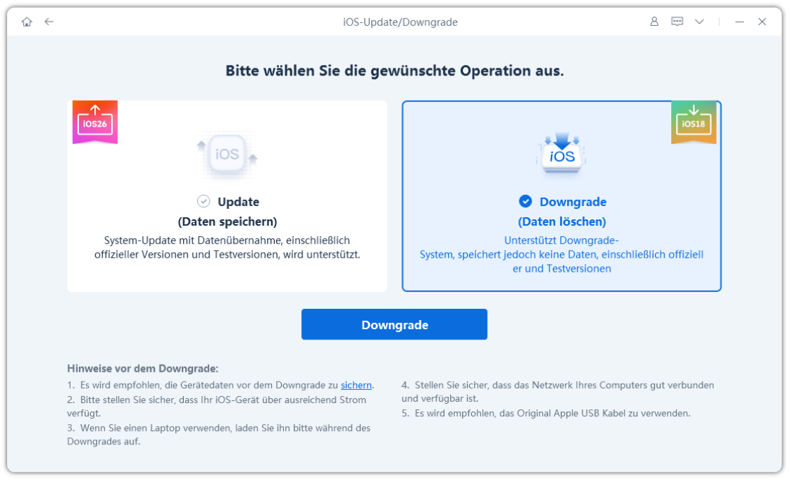 iOS 26 Beta zu iOS 18 downgraden