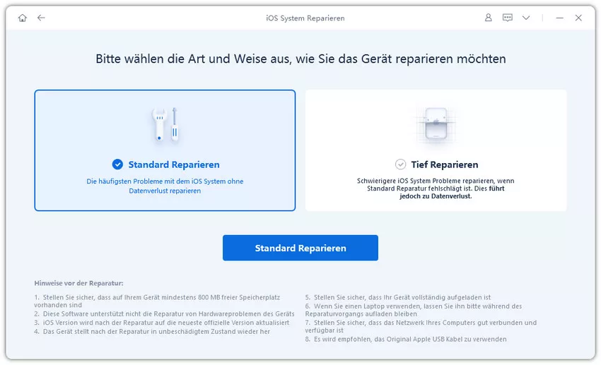 iOS-Systemfehler - Tenorshare ReiBoot verwenden