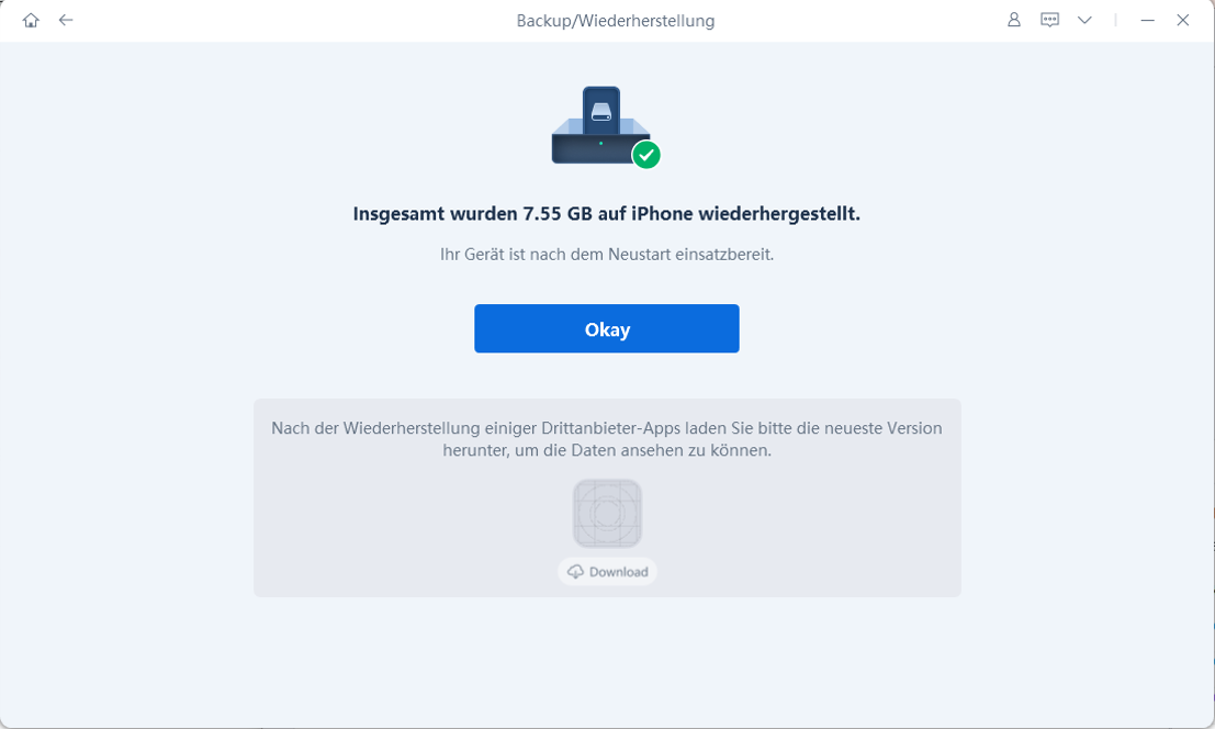 Wiederherstellung abgeschlossen
