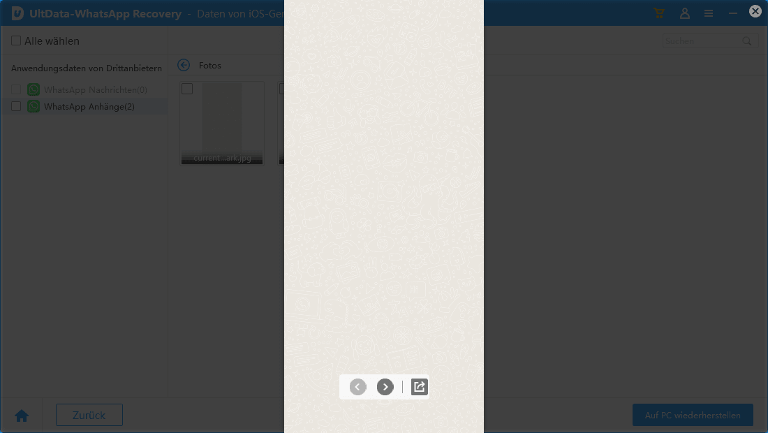 preview lost photos via UltData WhatsApp Recovery