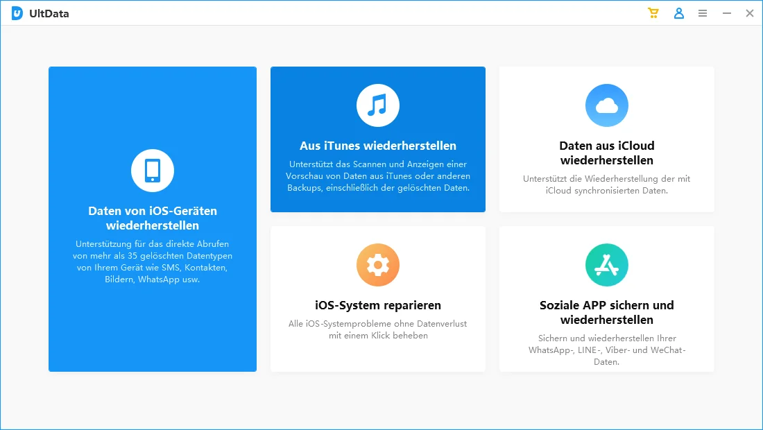 Wählen Sie die Daten aus der iTunes-Sicherung aus
