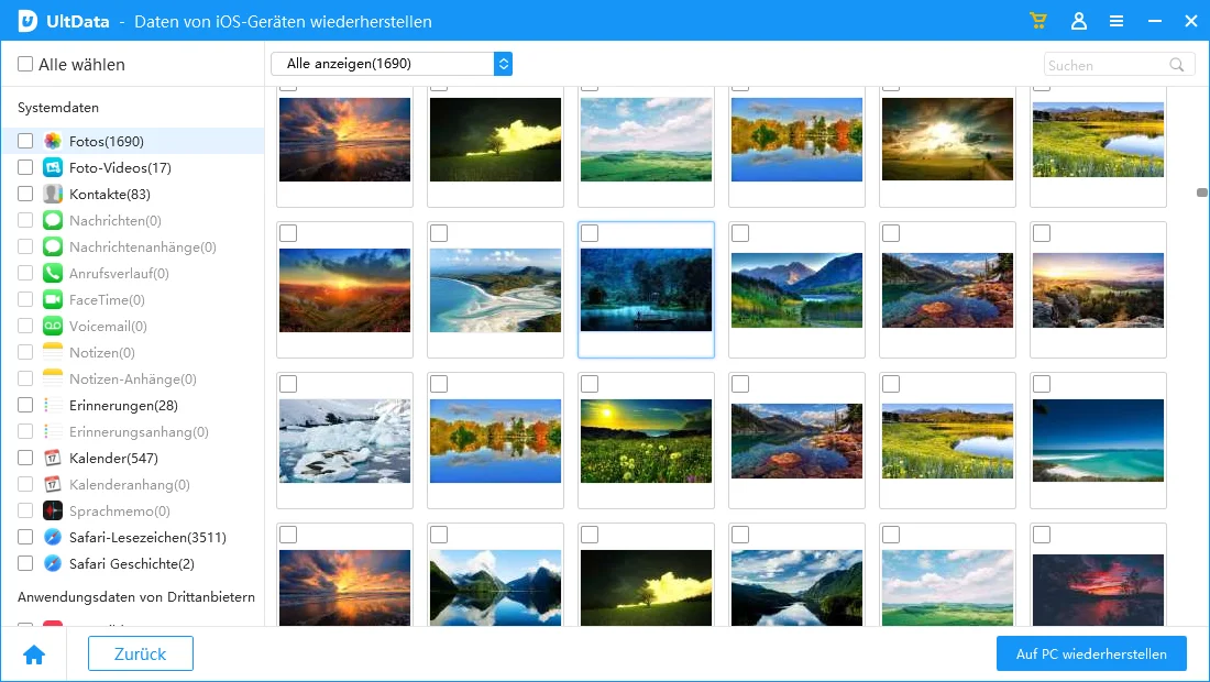 Datenvorschau und Wiederherstellung