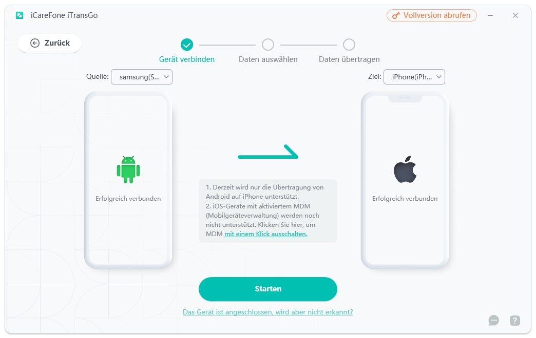 android to ios connected