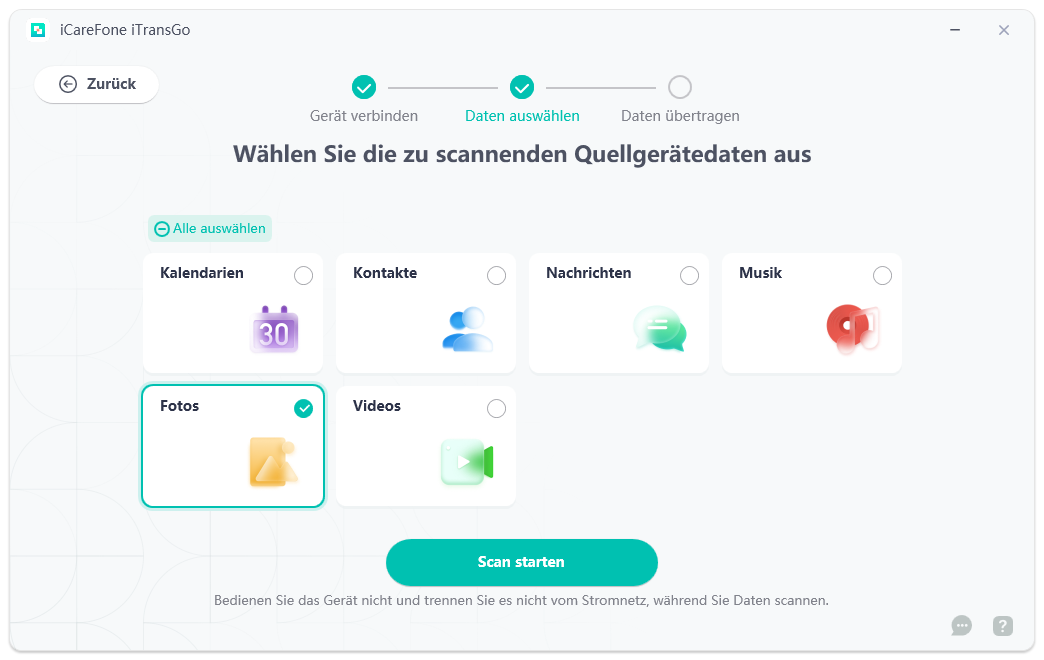 data selected android to ios fotos