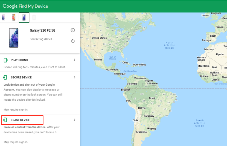 how to reset android phone when locked via android device manager