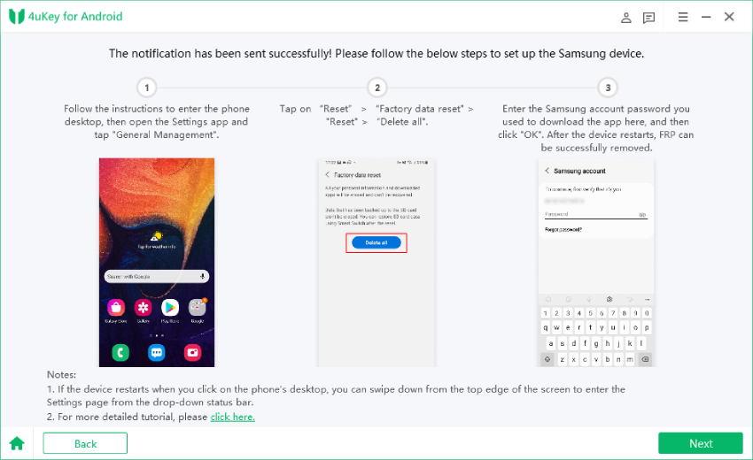 factory reset device 4ukey for android