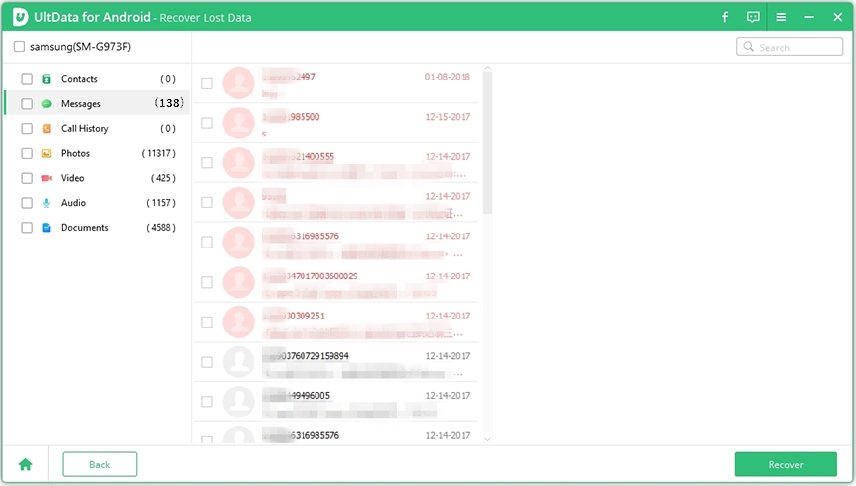 Vorschau verlorener Android-Dateien von ultdata for Android