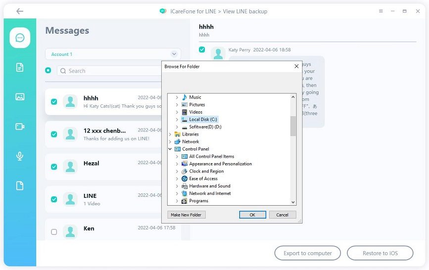icarefone for line guide - export line data to computer
