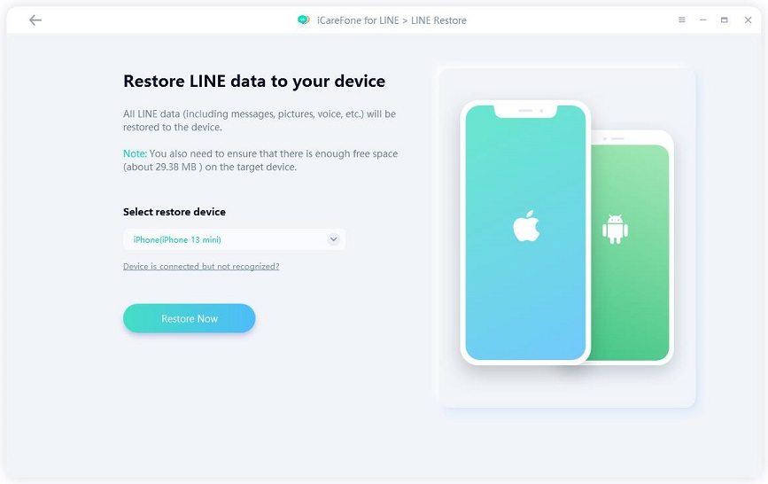 icarefone for line guide - connect restore devicve