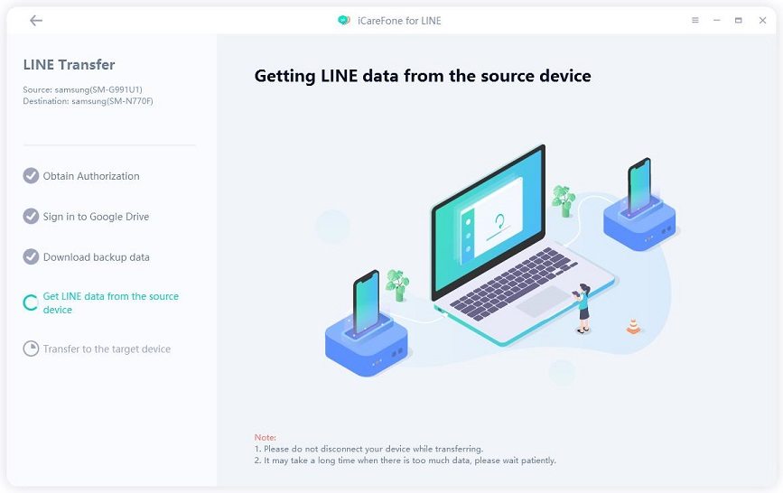 icarefone for line guide - get LINE data