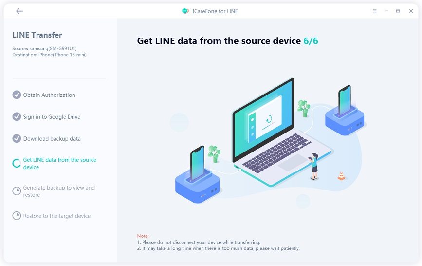 icarefone for line guide - get data