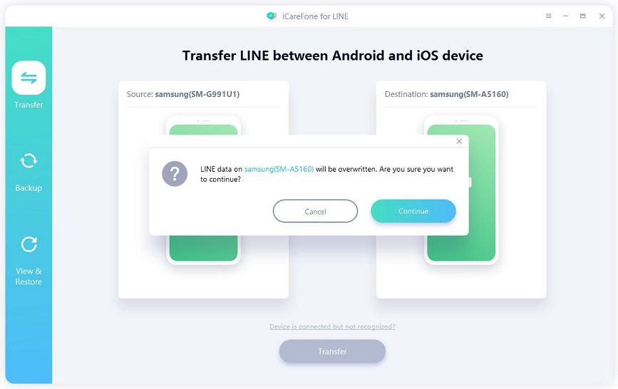 icarefone for line guide - overwrite data