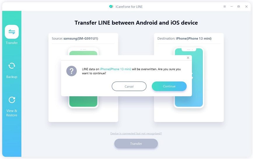 icarefone for line guide - overwrite data
