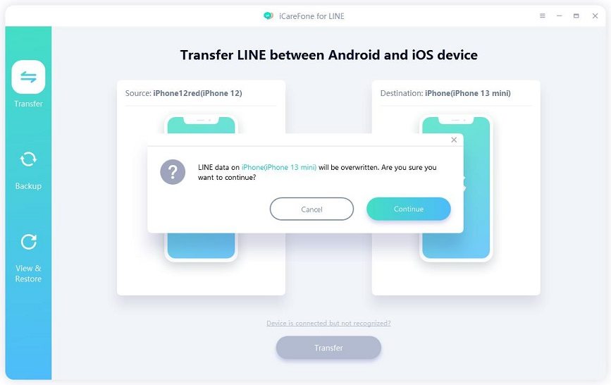 icarefone for line guide - overwrite data