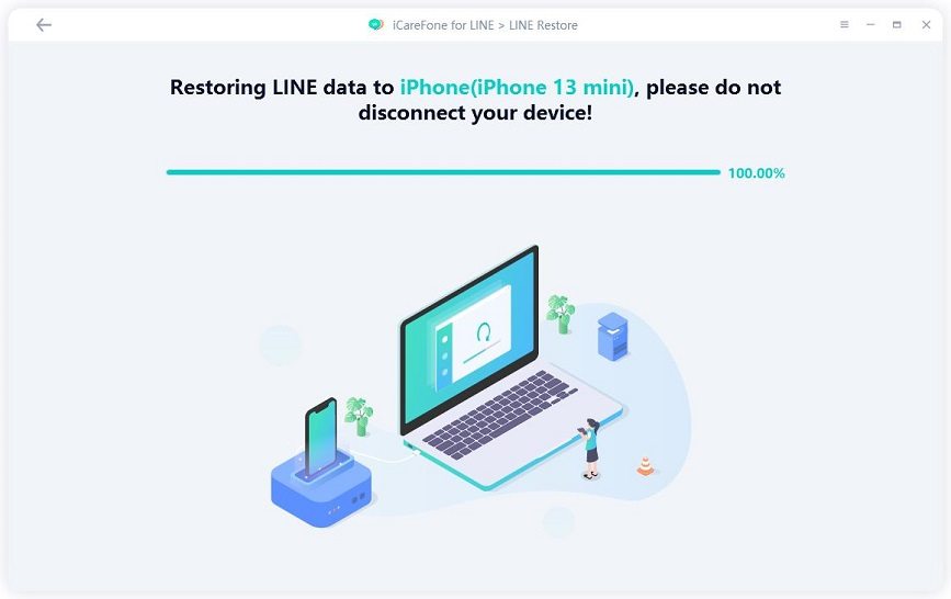icarefone for line guide - start restoring to iPhone