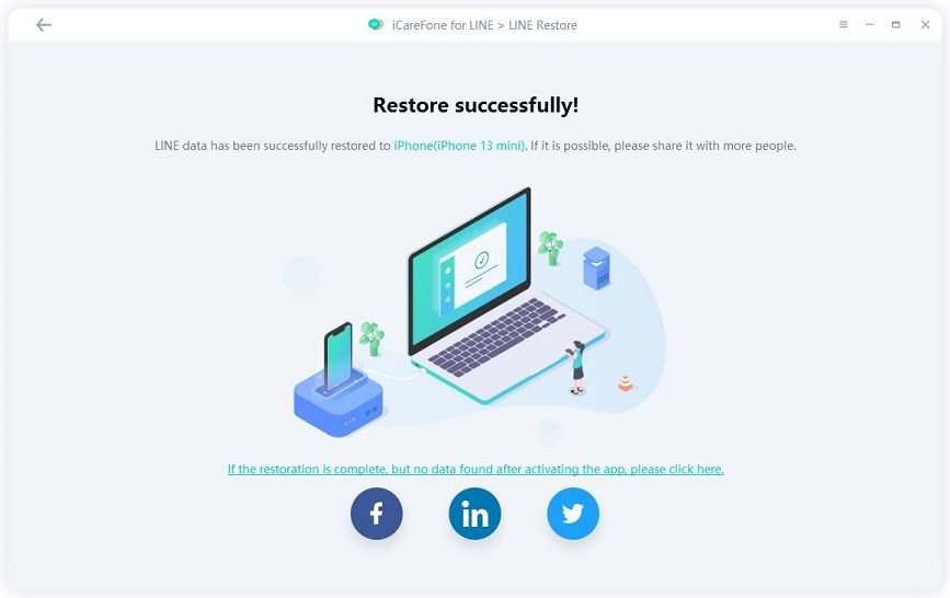 icarefone for line guide - restore successfully