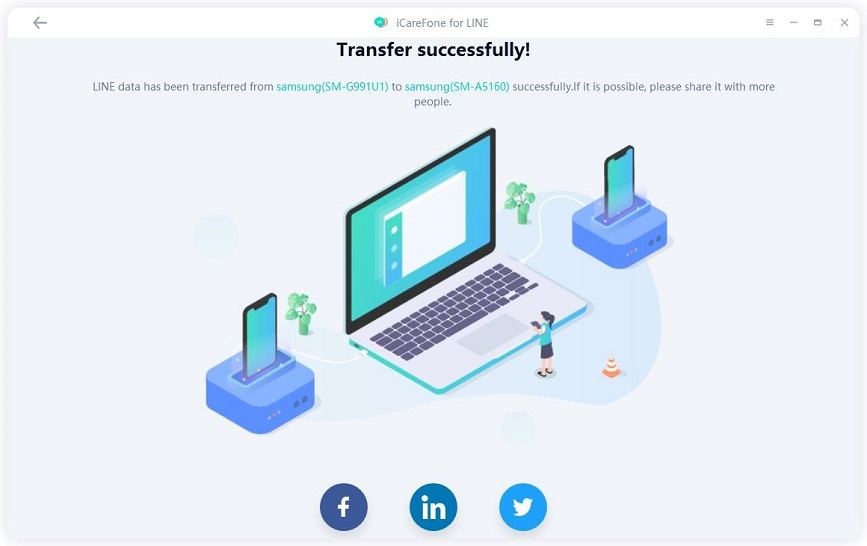 icarefone for line guide - transfer LINE from Android to Android successfully
