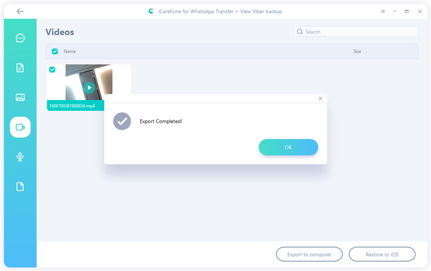 Viber-Daten exportieren abgeschlossen - guide
