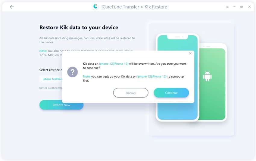 kik-Daten auf dem Zielgerät werden überschrieben- guide