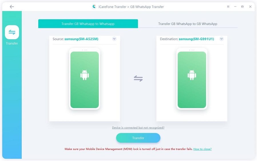 transfer Android GB WhatsApp to Android WhatsApp