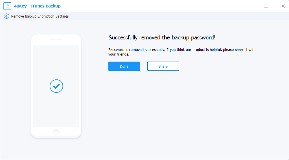 removed successfully - 4ukey itunes backup guide